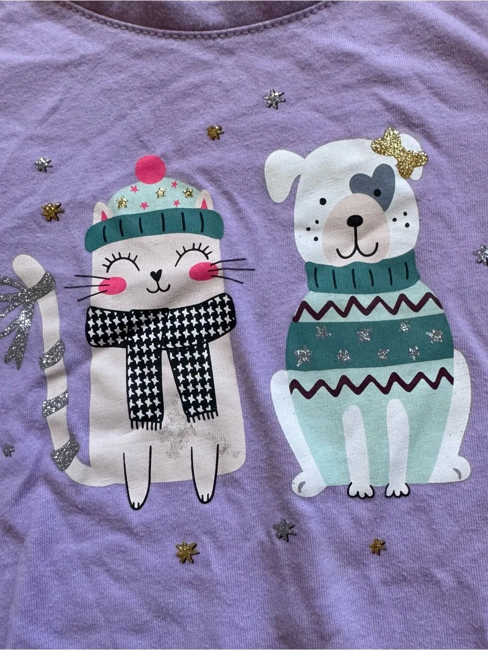 Kids Purple Cat And Dog Set - Long Sleeve Top & Pants